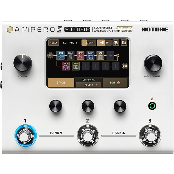 Hotone Effects Ampero II Stomp Amp Modeler & Effects Processor - White