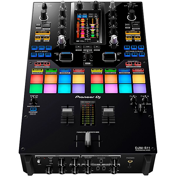 Pioneer DJ DJM-S11 2-Channel Battle Mixer for Serato DJ & rekordbox dj with Decksaver Cover