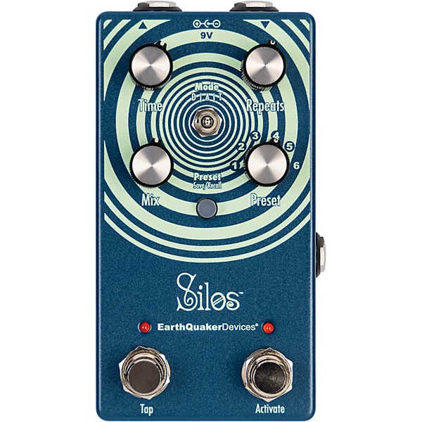 EarthQuaker Devices Silos Multi-Generational Time Reflection Device Delay Effects Pedal Ocean Blue