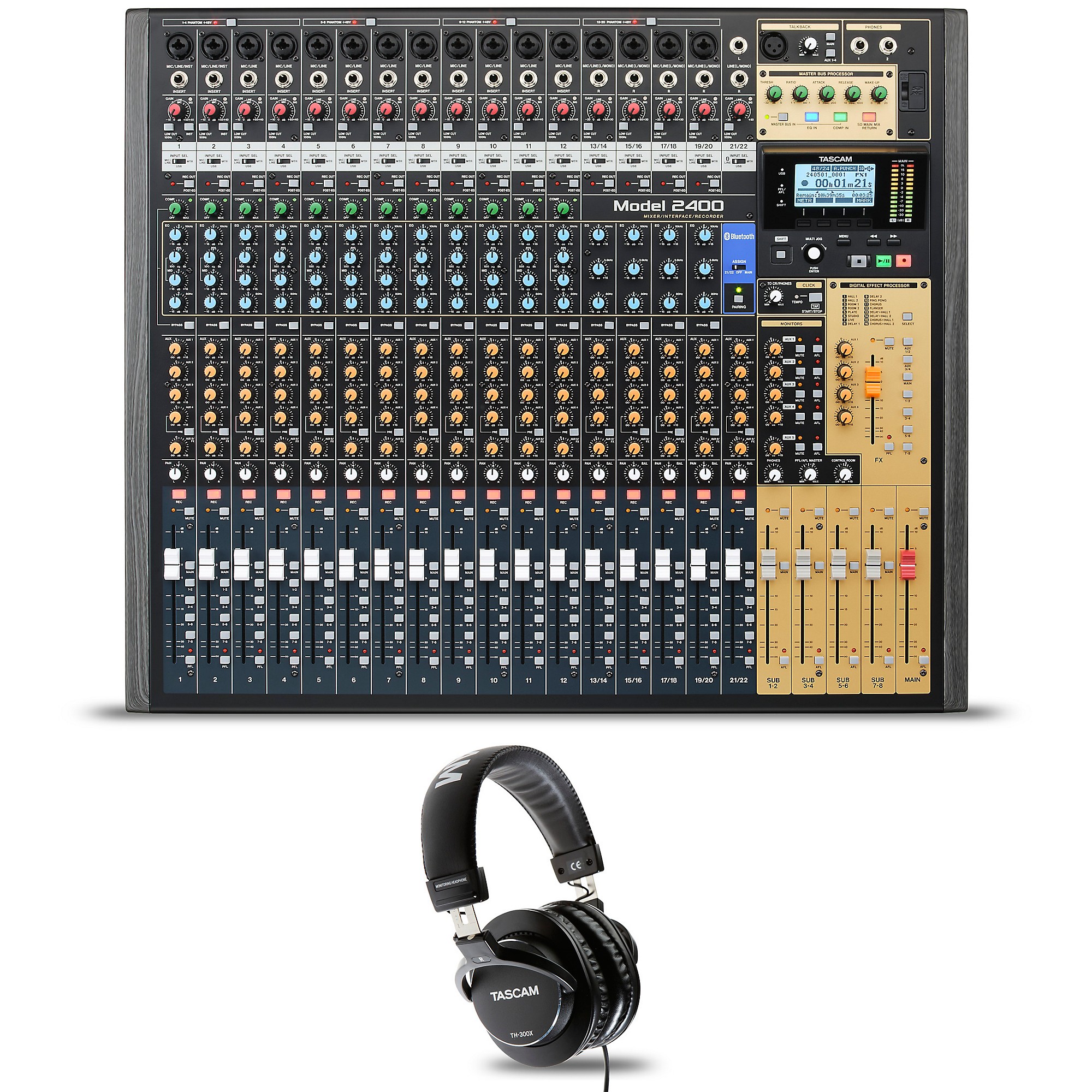 TASCAM Model 2400 24 Channel Multitrack Recorder and Mixer With TH 300X Headphones Guitar Center