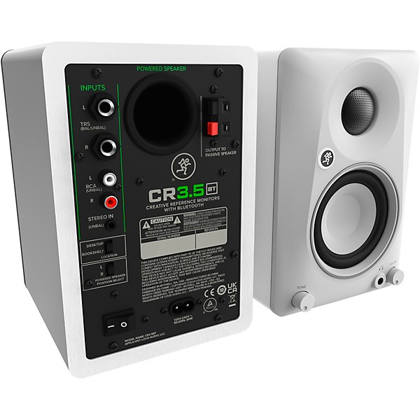 Mackie CR3.5BT-LTD-WHT 3.5" Limited Edition White Powered Studio Monitors w/ Tone Control and Bluetooth (Pair)