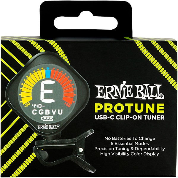 Ernie Ball ProTune USB-C Rechargeable Clip-On Tuner Black