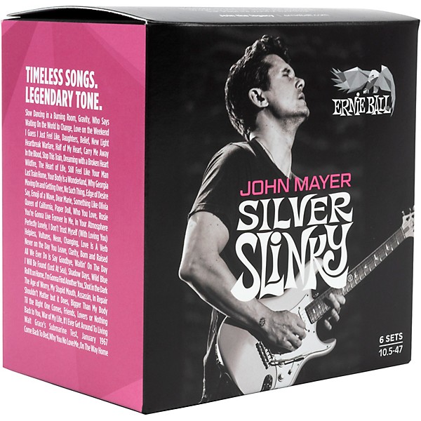 Ernie Ball John Mayer Silver Slinky Nickel Wound Electric Guitar Strings 6 Pack 10.5 - 47