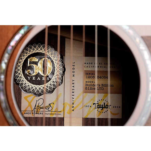 Taylor 812ce Builder's Edition 50th Anniversary Limited-Edition Grand Concert Acoustic-Electric Guitar Kona Edgeburst