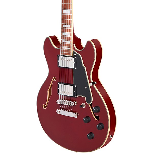 D'Angelico Premier Mini DC Semi-Hollow Electric Guitar Burnt Red