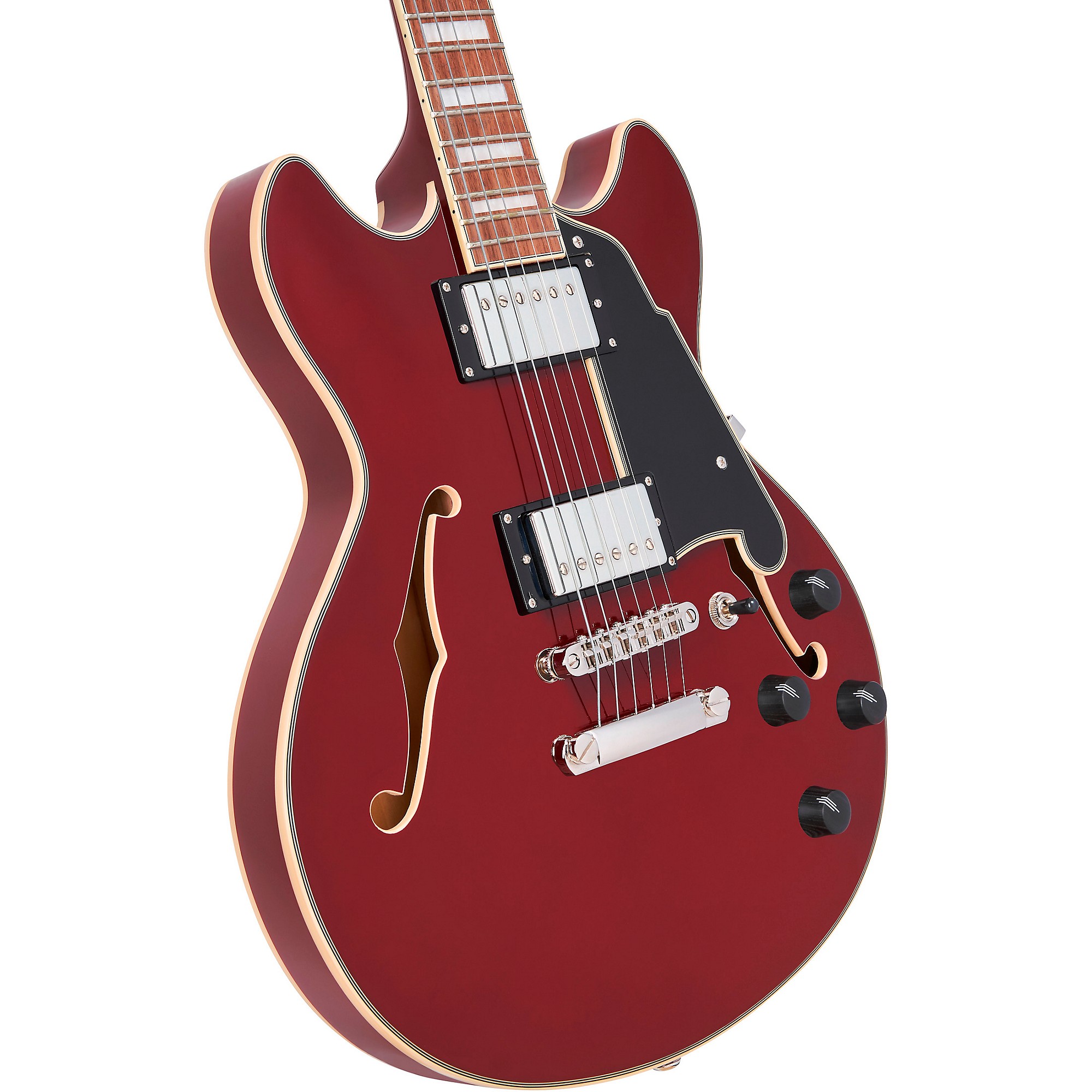 D'Angelico Premier Mini DC Semi-Hollow Electric Guitar Burnt Red