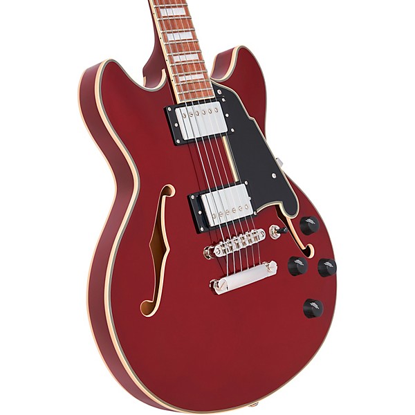 D'Angelico Premier Mini DC Semi-Hollow Electric Guitar Burnt Red