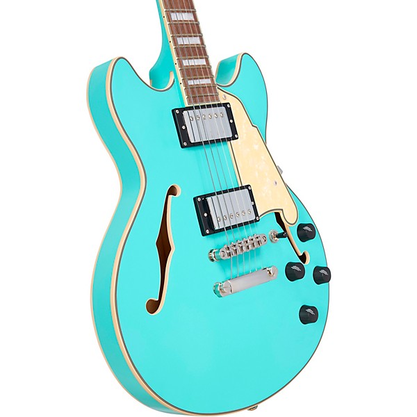 D'Angelico Premier Mini DC Semi-Hollow Electric Guitar Surf Green