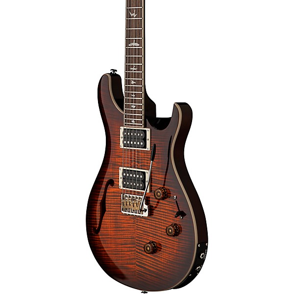 PRS SE Custom 24 Semi-Hollow Piezo Electric Guitar Orange Tiger Smokeburst