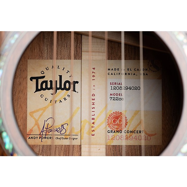 Taylor 722ce Grand Concert Acoustic-Electric Guitar Natural