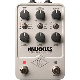 Open Box Universal Audio UAFX Knuckles '92 Rev F Dual Rec Amplifier Effects Pedal Level 1 Silver