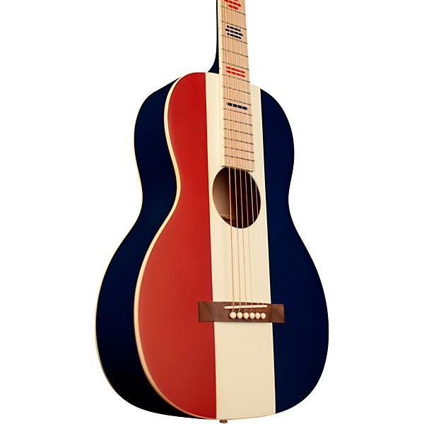 Recording King Dirty 30s Wrangler Single 0 Acoustic Guitar Red, White, and Blue