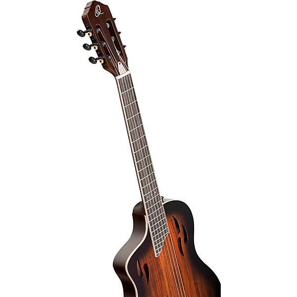 Ortega TourPlayer Deluxe Left-Handed Nylon-String Acoustic-Electric Guitar Tobacco Burst