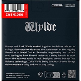 Dunlop Zakk Wylde String Lab Nickel Electric Guitar Strings 10 - 56