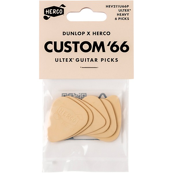 Dunlop x Herco Custom '66 Ultex Cream Guitar Picks Heavy 6 Pack