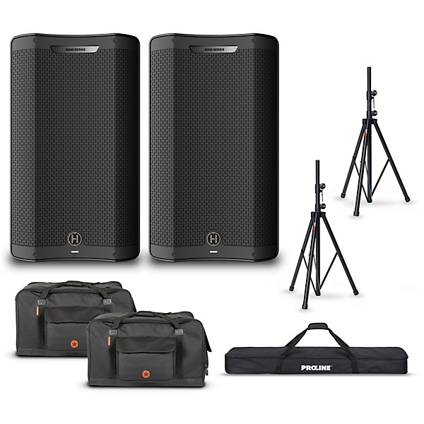 Harbinger VARI V4412 12" Powered Speakers Package With Bags and Stands