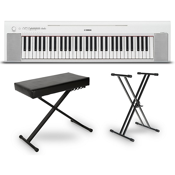 Yamaha Piaggero NP-15 61-Key Portable Keyboard Essentials Bundle White