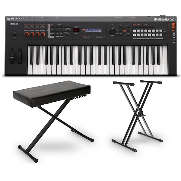 Yamaha MX49 49-Key Music Production Synthesizer Essentials Bundle Black