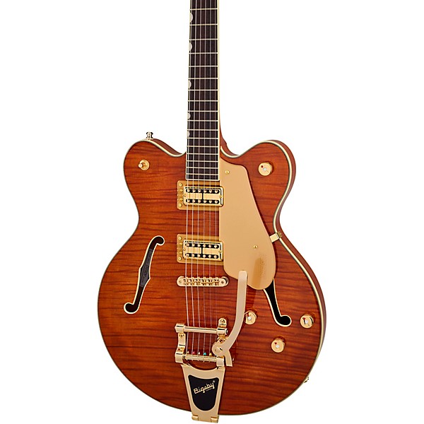 Gretsch Guitars Electromatic LTD Flame Okoume Broadkaster Double-Cut Electric Guitar With Bigsby Roundup Orange Stain