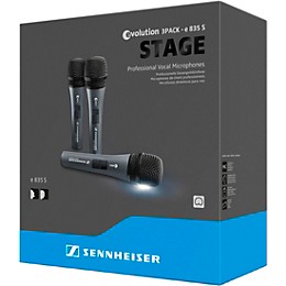 Sennheiser Handheld microphone set with (3) e 835-S (cardioid, dynamic), (3) MZQ 800 clips and (3) carrying pouches (3.5 lbs)