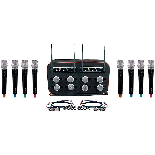 VocoPro 8-User Digital PLL Combo Wireless Mic System with Handheld, Headset, and Podium Mics