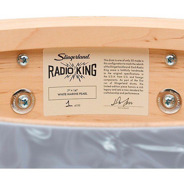 Slingerland Limited-Edition Radio King Finish Ply Maple Snare Drum 14 x 7 in. White Marine Pearl