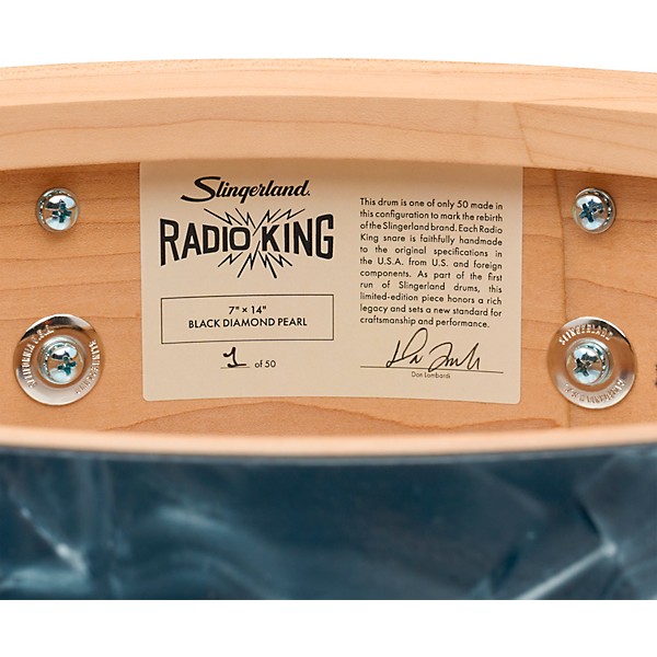 Slingerland Limited-Edition Radio King Finish Ply Maple Snare Drum 14 x 7 in. Black Diamond Pearl