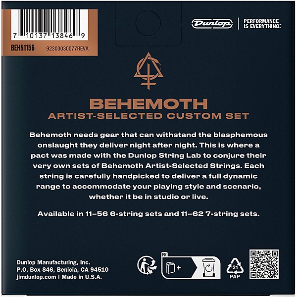 Dunlop Behemoth Artist-Selected Custom Nickel Electric Guitar Strings 11 - 56