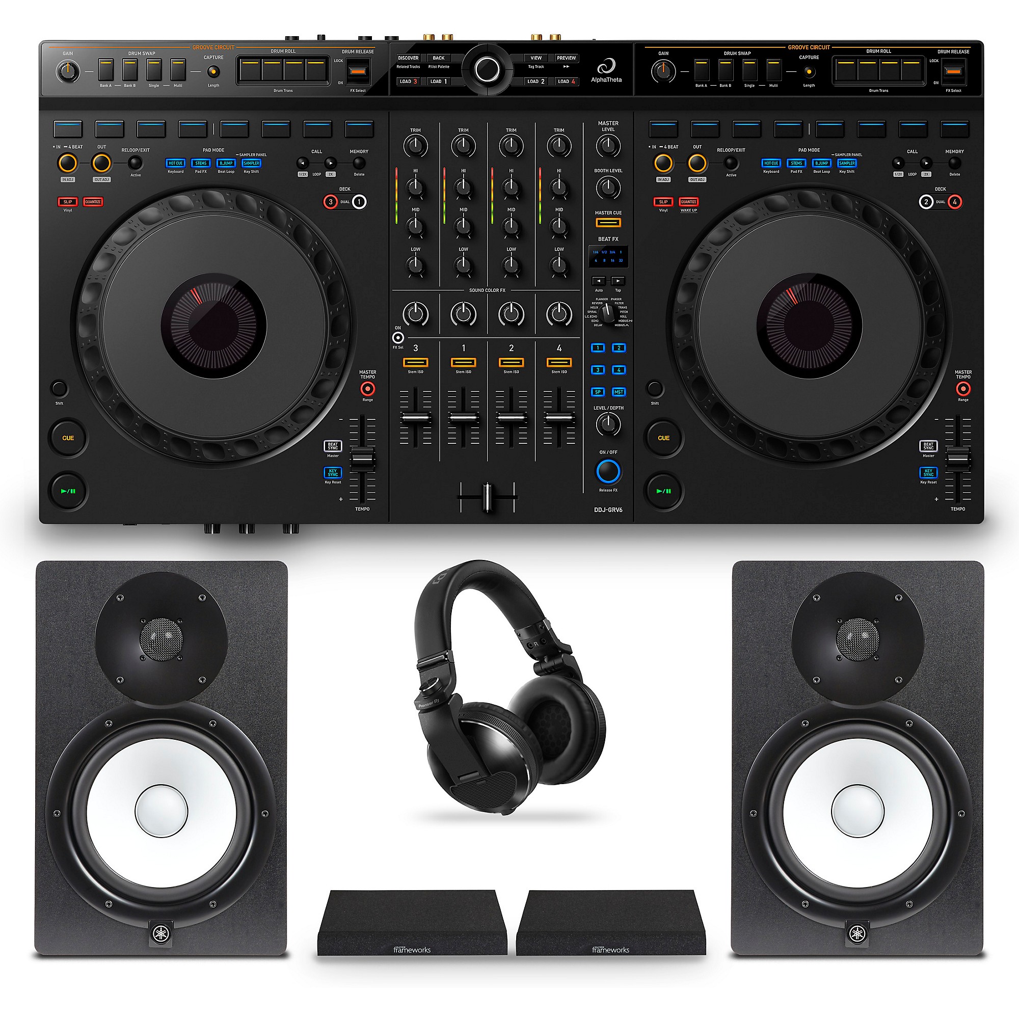 AlphaTheta DDJ-GRV6 Pro Home Bundle with Yamaha Monitors and AlphaTheta DDJ-GRV6 Pro Home Bundle with Yamaha Monitors and