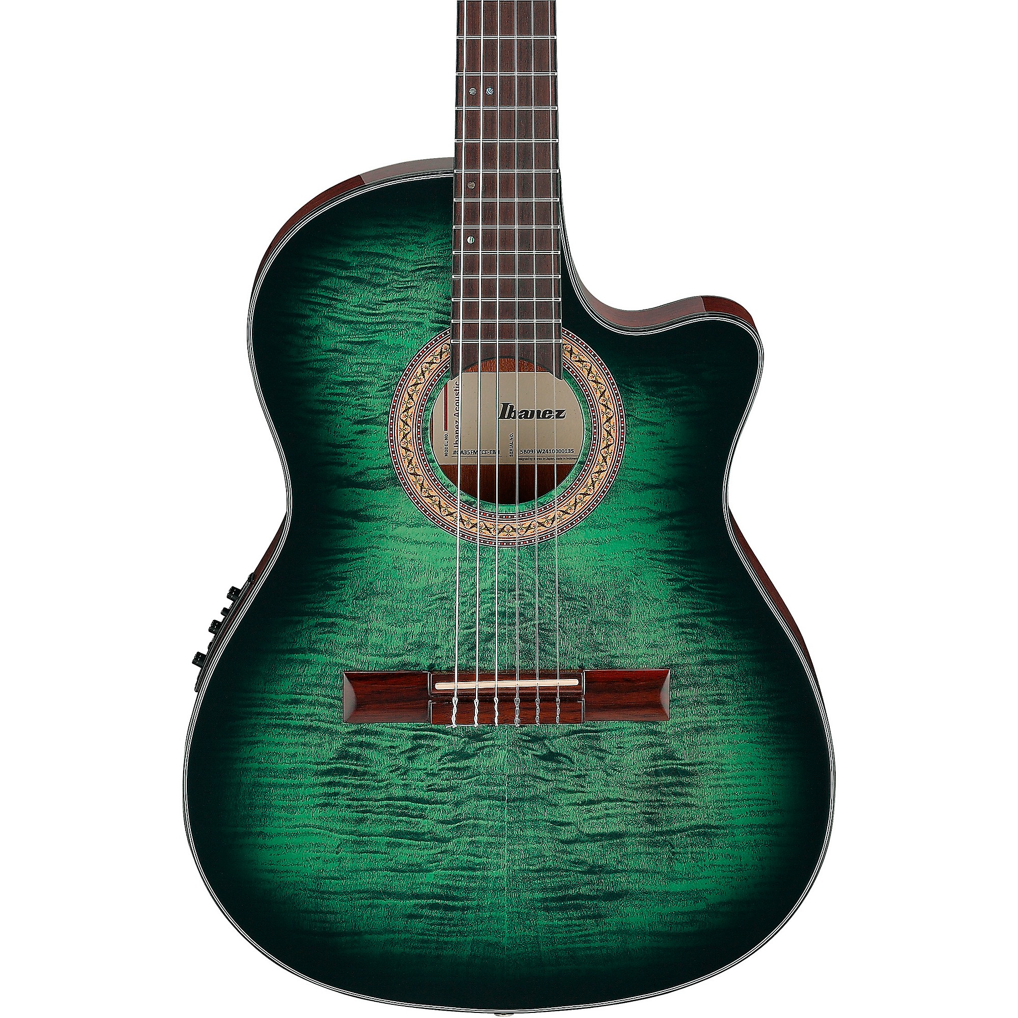 Ibanez GA35FMTCE Flamed Maple Classical Acoustic Guitar Emerald