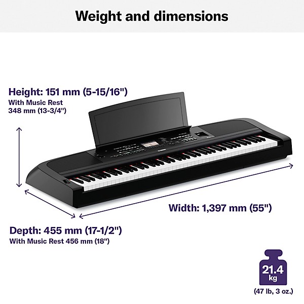 Yamaha DGX-670 88-Key Portable Grand Piano With Matching Stand and Bench