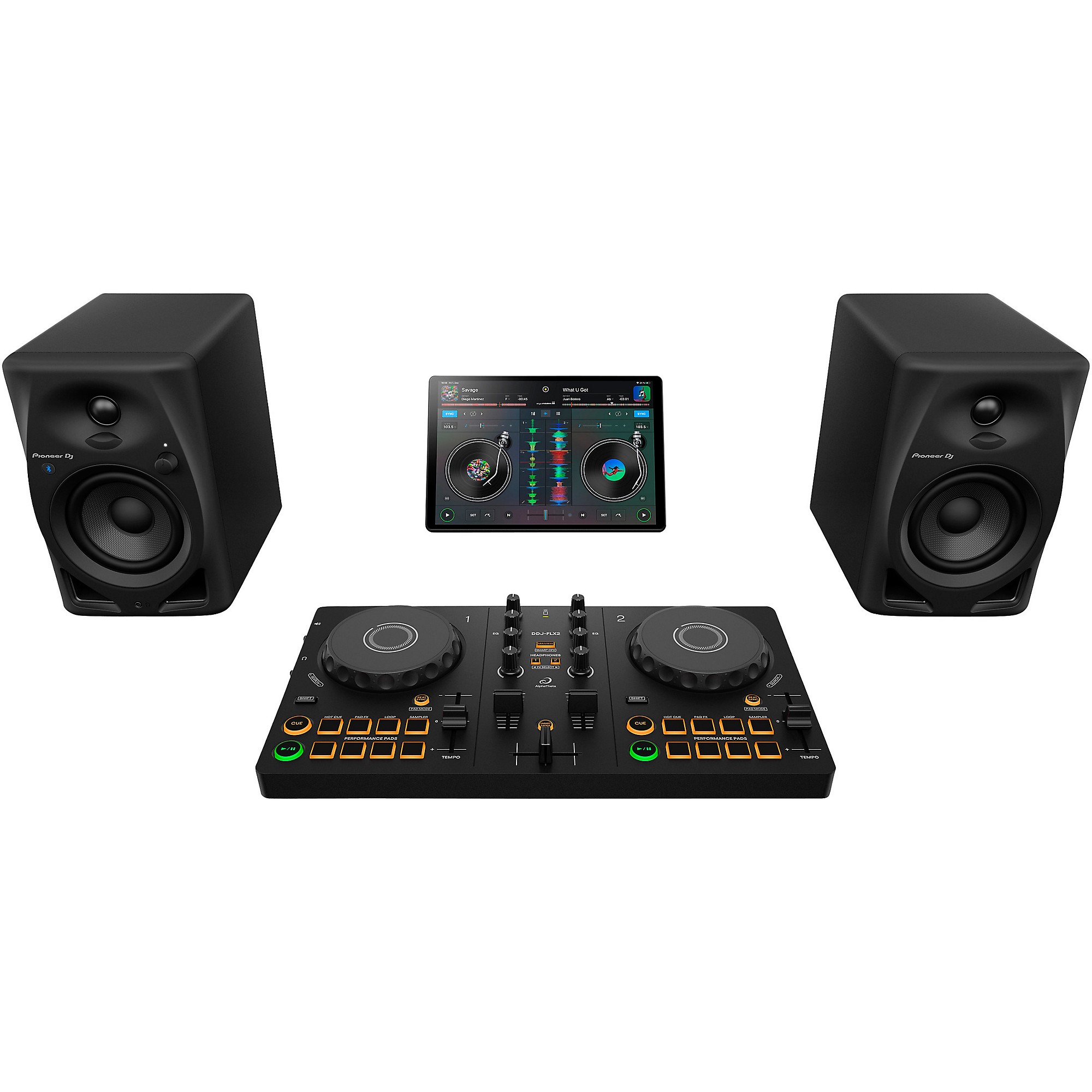 AlphaTheta DDJ-FLX2 Entry Level DJ Controller with DM-40D Studio