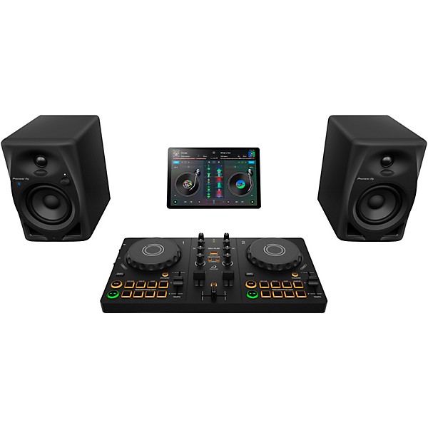 AlphaTheta DDJ-FLX2 Entry Level DJ Controller with DM-40D Studio Monitors