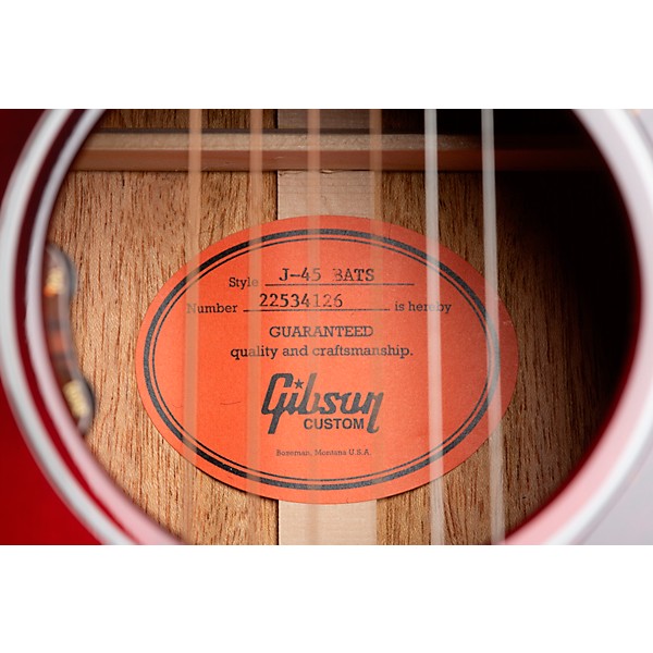 Gibson J-45 Standard Bats Limited-Edition Acoustic-Electric Guitar Blood Red Burst