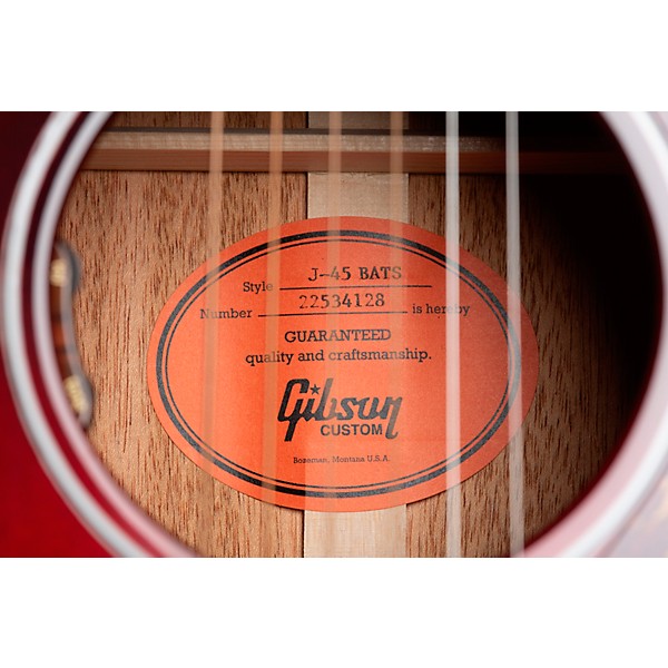 Gibson J-45 Standard Bats Limited-Edition Acoustic-Electric Guitar Blood Red Burst