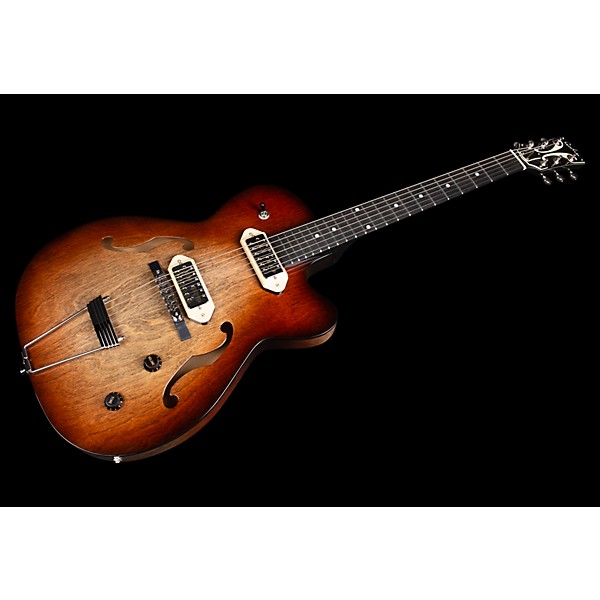 Godin 5th Avenue Thin Line Hollowbody Electric Guitar With Gold Foil Pickups Vintage Burst
