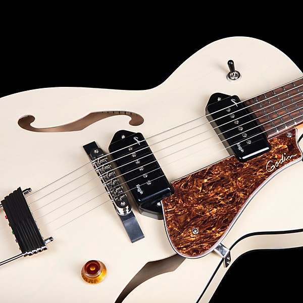 Godin 5th Avenue Thin Line Kingpin Hollowbody Electric Guitar With P90 Pickups Trans Cream