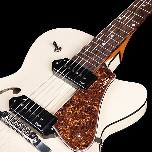 Godin 5th Avenue Thin Line Kingpin Hollowbody Electric Guitar With P90 Pickups Trans Cream