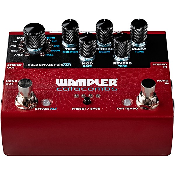 Wampler Catacombs Reverb and Delay Effects Pedal Red