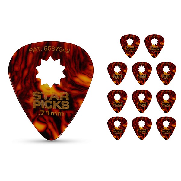 Everly Star Classic Tortoise Shell Guitar Picks .71 mm 12 Pack