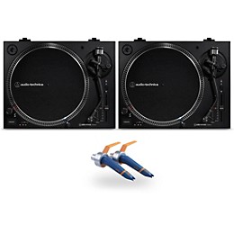 Audio-Technica AT-LP120XBT-USB Bluetooth Direct-Drive Turntable Pair with Ortofon Concorde DJ Cartridge Twin Pack