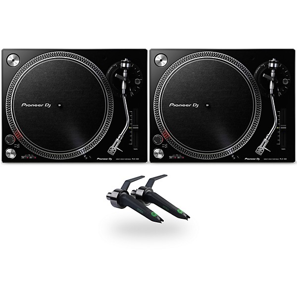 Pioneer DJ PLX-500 Direct-Drive Professional Turntable Pair (Black) with Ortofon Concorde Mix Cartridge Twin Pack