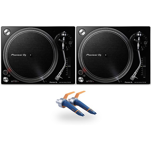 Pioneer DJ PLX-500 Direct-Drive Professional Turntable Pair (Black) with Ortofon Concorde DJ Cartridge Twin Pack