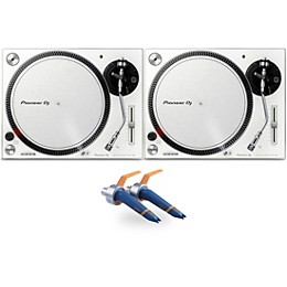Pioneer DJ PLX-500 Direct-Drive Professional Turntable Pair (White) with Ortofon Concorde DJ Cartridge Twin Pack
