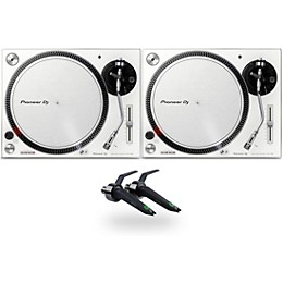 Pioneer DJ PLX-500 Direct-Drive Professional Turntable Pair (White) with Ortofon Concorde Mix Cartridge Twin Pack