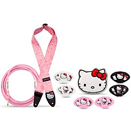 Fender Hello Kitty Poly Guitar Strap, Cable and Pick Tin Guitar Accessories Bundle