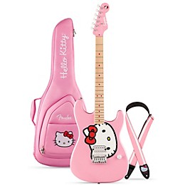 Fender x Hello Kitty Stratocaster, Gig Bag, Leather Guitar Strap Bundle