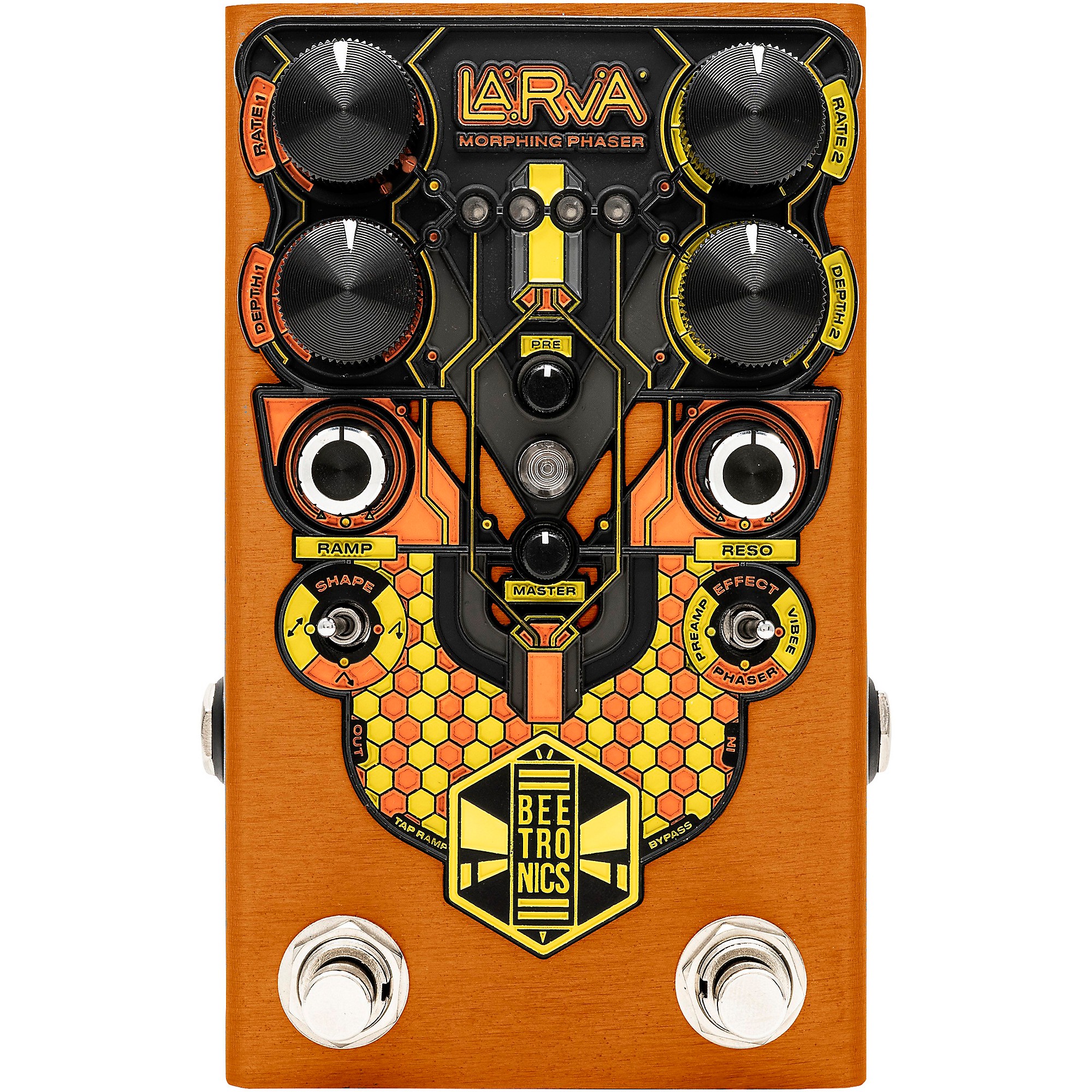 Beetronics FX Larva Morphing Phaser Effects Pedal Orange Anodized