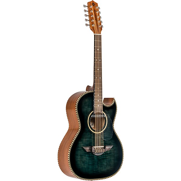 H. Jimenez LBQ1E El Estandar Flame Maple Top Acoustic-Electric Bajo Quinto Transparent Black