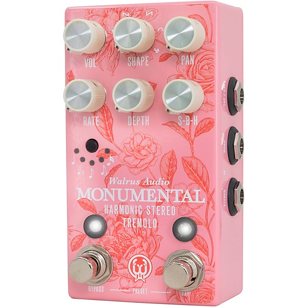 Walrus Audio Monumental Stereo Harmonic Tap Tremolo Effects Pedal Floral Series 2024 Pink